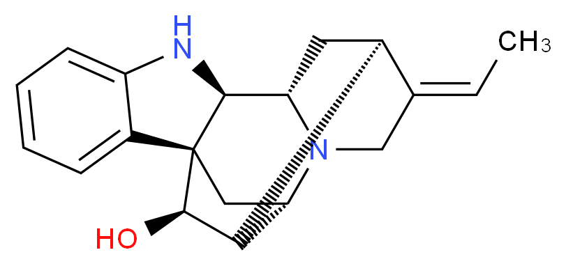 (1R,9R,10S,12R,13E,16S,18R)-13-ethylidene-8,15-diazahexacyclo[14.2.1.0<sup>1</sup>,<sup>9</sup>.0<sup>2</sup>,<sup>7</sup>.0<sup>1</sup><sup>0</sup>,<sup>1</sup><sup>5</sup>.0<sup>1</sup><sup>2</sup>,<sup>1</sup><sup>7</sup>]nonadeca-2,4,6-trien-18-ol_分子结构_CAS_68160-76-9