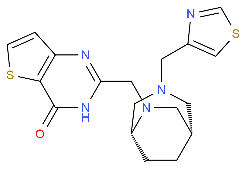2-{[(1S*,5R*)-3-(1,3-thiazol-4-ylmethyl)-3,6-diazabicyclo[3.2.2]non-6-yl]methyl}thieno[3,2-d]pyrimidin-4(3H)-one_分子结构_CAS_)