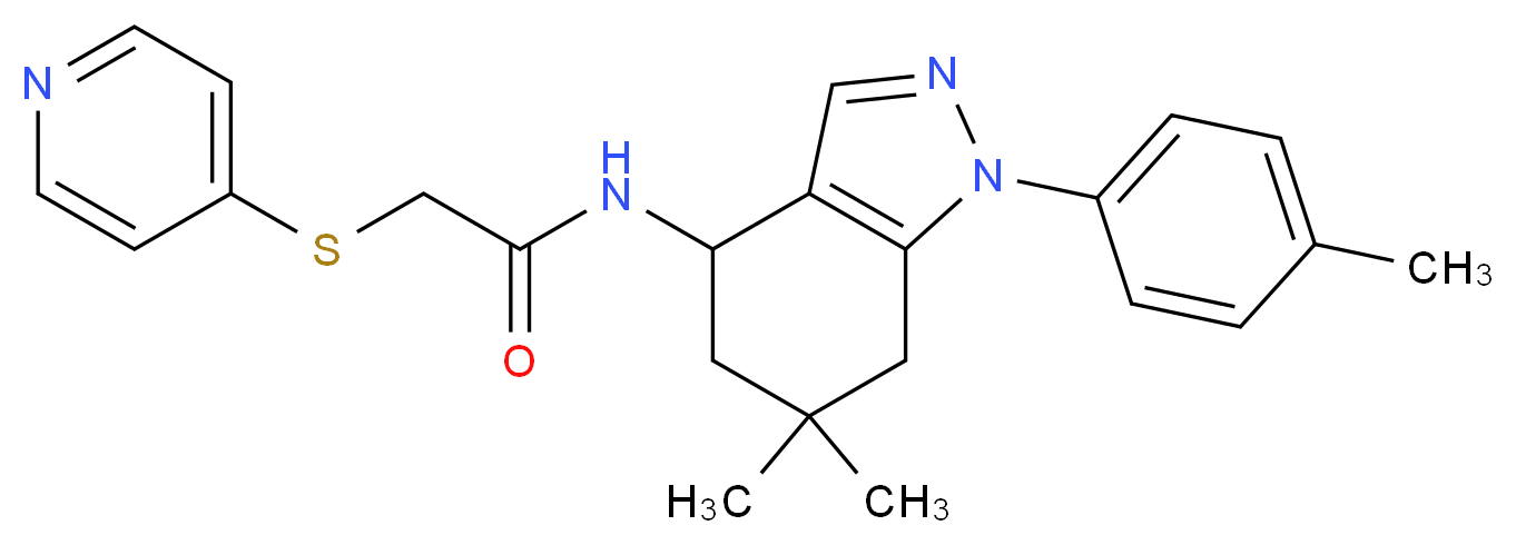 N-[6,6-dimethyl-1-(4-methylphenyl)-4,5,6,7-tetrahydro-1H-indazol-4-yl]-2-(4-pyridinylthio)acetamide_分子结构_CAS_)