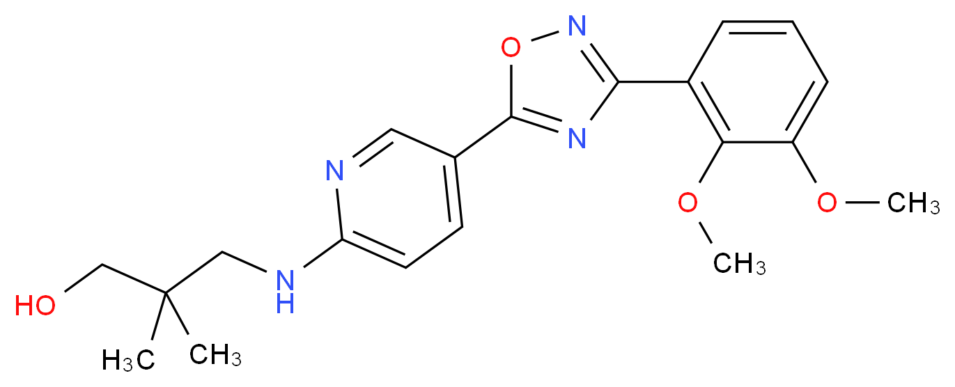 3-({5-[3-(2,3-dimethoxyphenyl)-1,2,4-oxadiazol-5-yl]-2-pyridinyl}amino)-2,2-dimethyl-1-propanol_分子结构_CAS_)