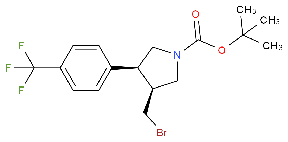 (3R,4S)-tert-butyl 3-(bromomethyl)-4-(4-(trifluoromethyl)phenyl)pyrrolidine-1-carboxylate_分子结构_CAS_1260612-09-6)