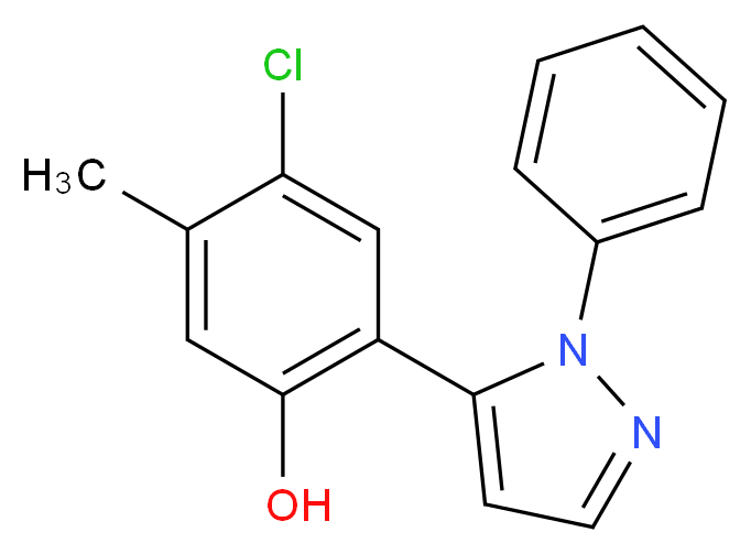 4-chloro-5-methyl-2-(1-phenyl-1H-pyrazol-5-yl)phenol_分子结构_CAS_213690-56-3