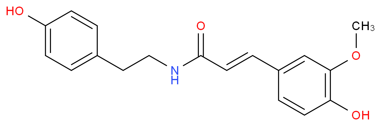 (2E)-3-(4-hydroxy-3-methoxyphenyl)-N-[2-(4-hydroxyphenyl)ethyl]prop-2-enamide_分子结构_CAS_66648-43-9