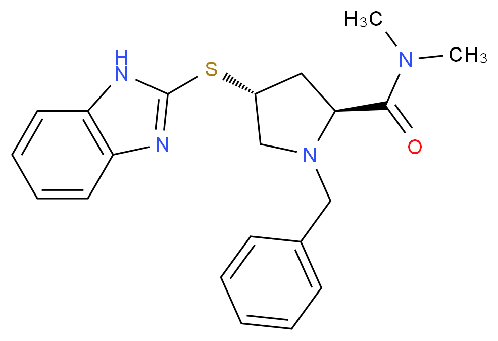 (4R)-4-(1H-benzimidazol-2-ylthio)-1-benzyl-N,N-dimethyl-L-prolinamide_分子结构_CAS_)