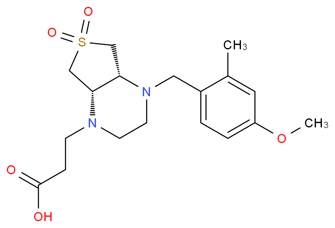 3-[(4aR*,7aS*)-4-(4-methoxy-2-methylbenzyl)-6,6-dioxidohexahydrothieno[3,4-b]pyrazin-1(2H)-yl]propanoic acid_分子结构_CAS_)