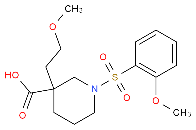 3-(2-methoxyethyl)-1-[(2-methoxyphenyl)sulfonyl]-3-piperidinecarboxylic acid_分子结构_CAS_)