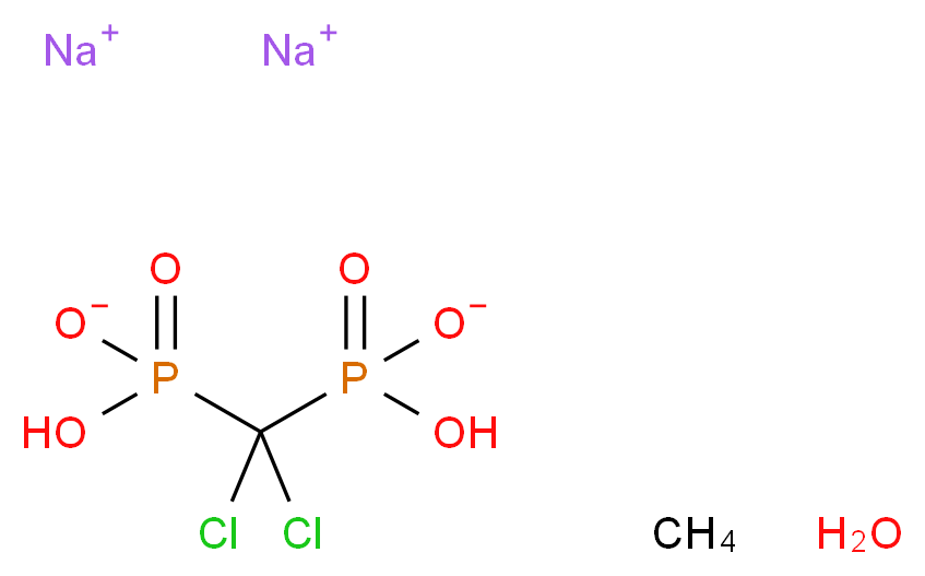 disodium methane hydrate hydrogen [dichloro(hydrogen phosphonato)methyl]phosphonate_分子结构_CAS_22560-50-5