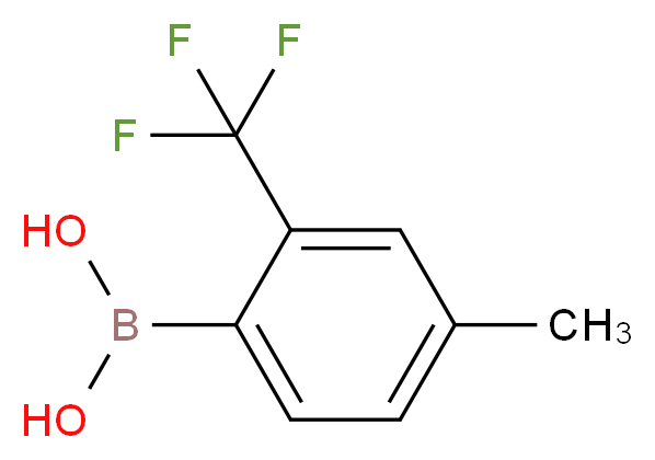 (4-Methyl-2-(trifluoromethyl)phenyl)boronic acid_分子结构_CAS_1021860-94-5)