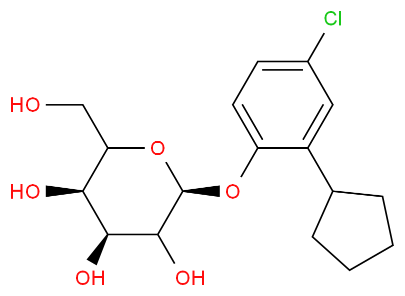 (2S,4S,5R)-2-(4-chloro-2-cyclopentylphenoxy)-6-(hydroxymethyl)oxane-3,4,5-triol_分子结构_CAS_24718-43-2