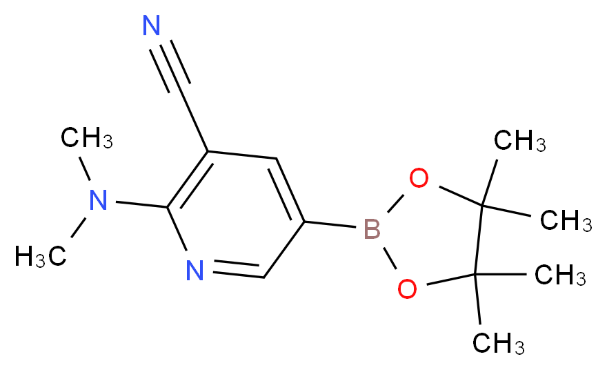 2-(Dimethylamino)-5-(4,4,5,5-tetramethyl-1,3,2-dioxaborolan-2-yl)nicotinonitrile_分子结构_CAS_1346809-50-4)