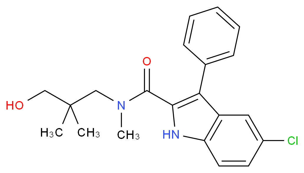 5-chloro-N-(3-hydroxy-2,2-dimethylpropyl)-N-methyl-3-phenyl-1H-indole-2-carboxamide_分子结构_CAS_)