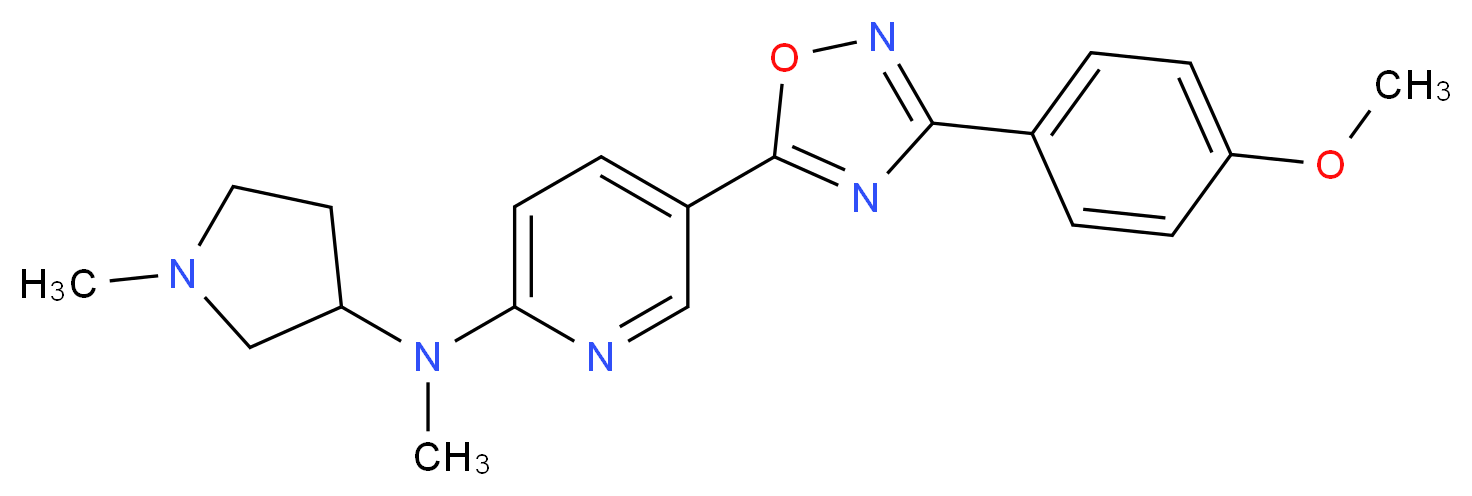 5-[3-(4-methoxyphenyl)-1,2,4-oxadiazol-5-yl]-N-methyl-N-(1-methyl-3-pyrrolidinyl)-2-pyridinamine_分子结构_CAS_)