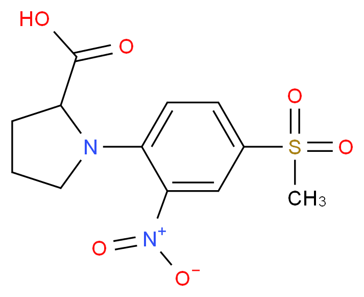1-(4-methanesulfonyl-2-nitrophenyl)pyrrolidine-2-carboxylic acid_分子结构_CAS_93001-20-8