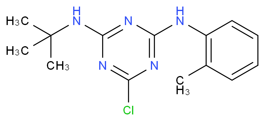 2-N-tert-butyl-6-chloro-4-N-(2-methylphenyl)-1,3,5-triazine-2,4-diamine_分子结构_CAS_299929-73-0