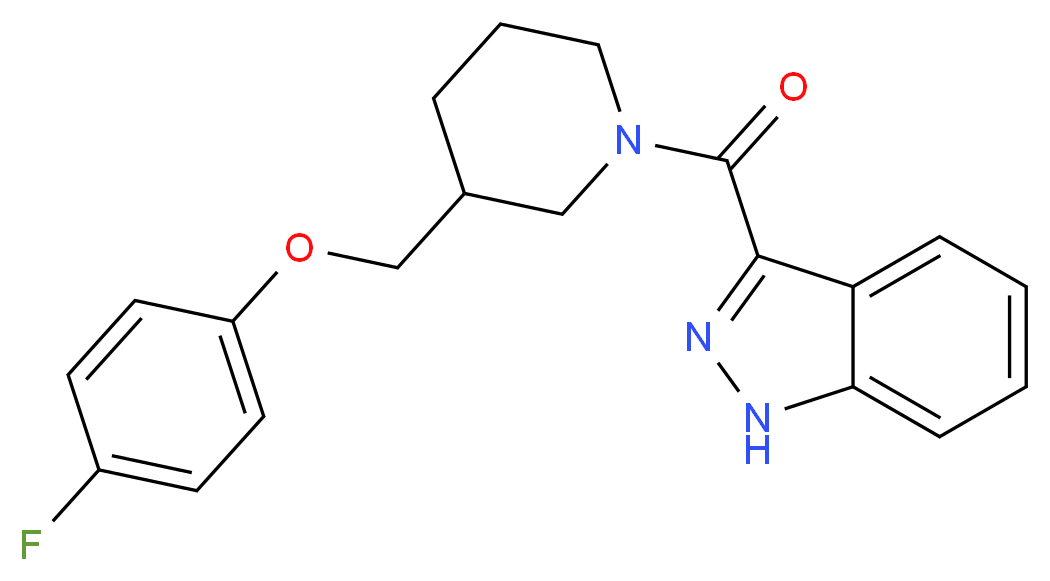3-({3-[(4-fluorophenoxy)methyl]-1-piperidinyl}carbonyl)-1H-indazole_分子结构_CAS_)