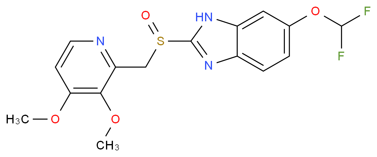 6-(difluoromethoxy)-2-[(3,4-dimethoxypyridin-2-yl)methanesulfinyl]-1H-1,3-benzodiazole_分子结构_CAS_102625-70-7