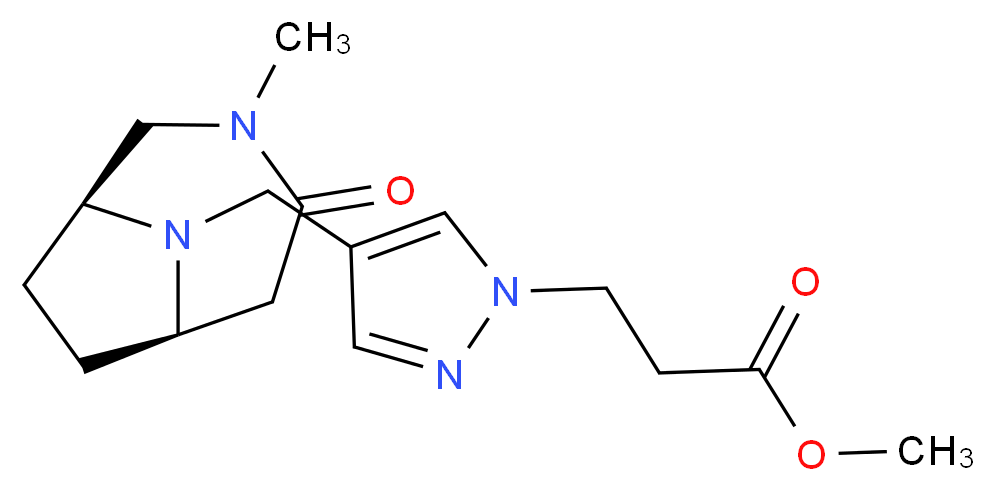 methyl 3-(4-{[(1S*,6R*)-3-methyl-4-oxo-3,9-diazabicyclo[4.2.1]non-9-yl]methyl}-1H-pyrazol-1-yl)propanoate_分子结构_CAS_)