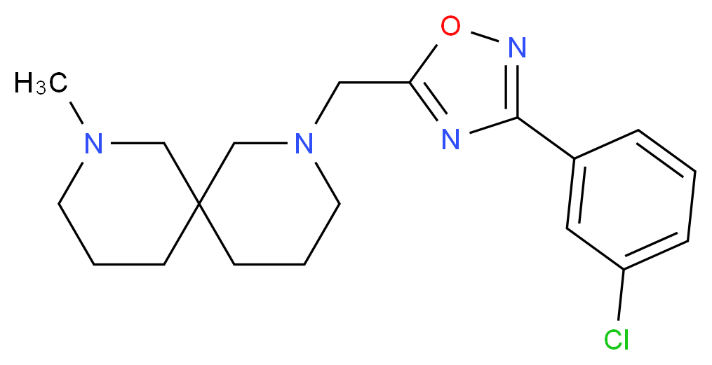2-{[3-(3-chlorophenyl)-1,2,4-oxadiazol-5-yl]methyl}-8-methyl-2,8-diazaspiro[5.5]undecane_分子结构_CAS_)
