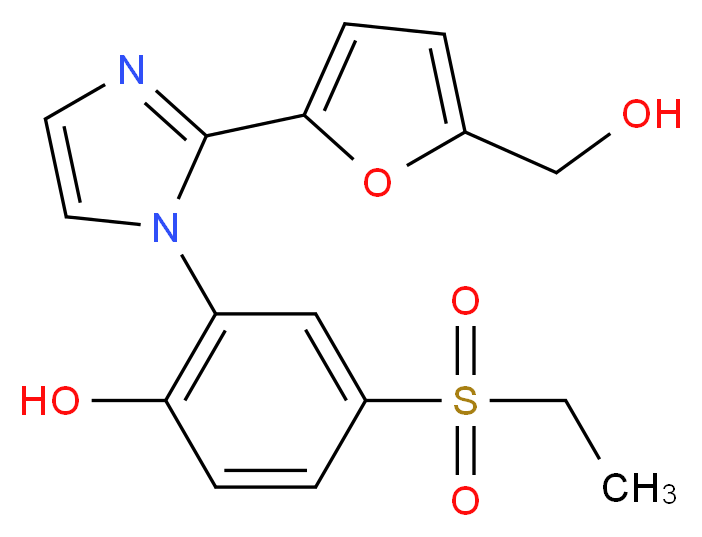 4-(ethylsulfonyl)-2-{2-[5-(hydroxymethyl)-2-furyl]-1H-imidazol-1-yl}phenol_分子结构_CAS_)