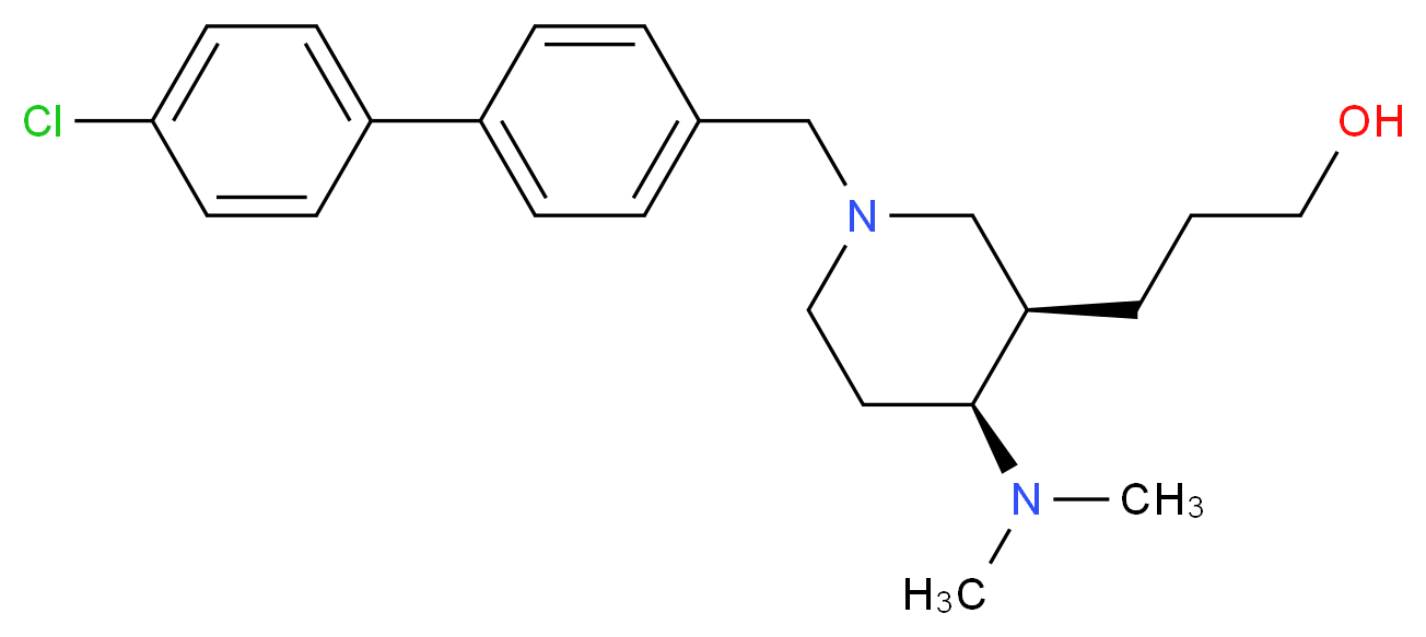 3-[(3R*,4S*)-1-[(4'-chlorobiphenyl-4-yl)methyl]-4-(dimethylamino)piperidin-3-yl]propan-1-ol_分子结构_CAS_)