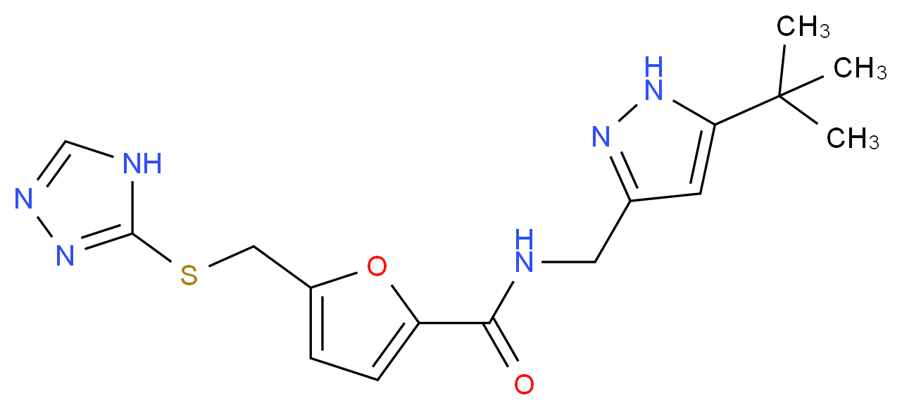 N-[(5-tert-butyl-1H-pyrazol-3-yl)methyl]-5-[(4H-1,2,4-triazol-3-ylthio)methyl]-2-furamide_分子结构_CAS_)
