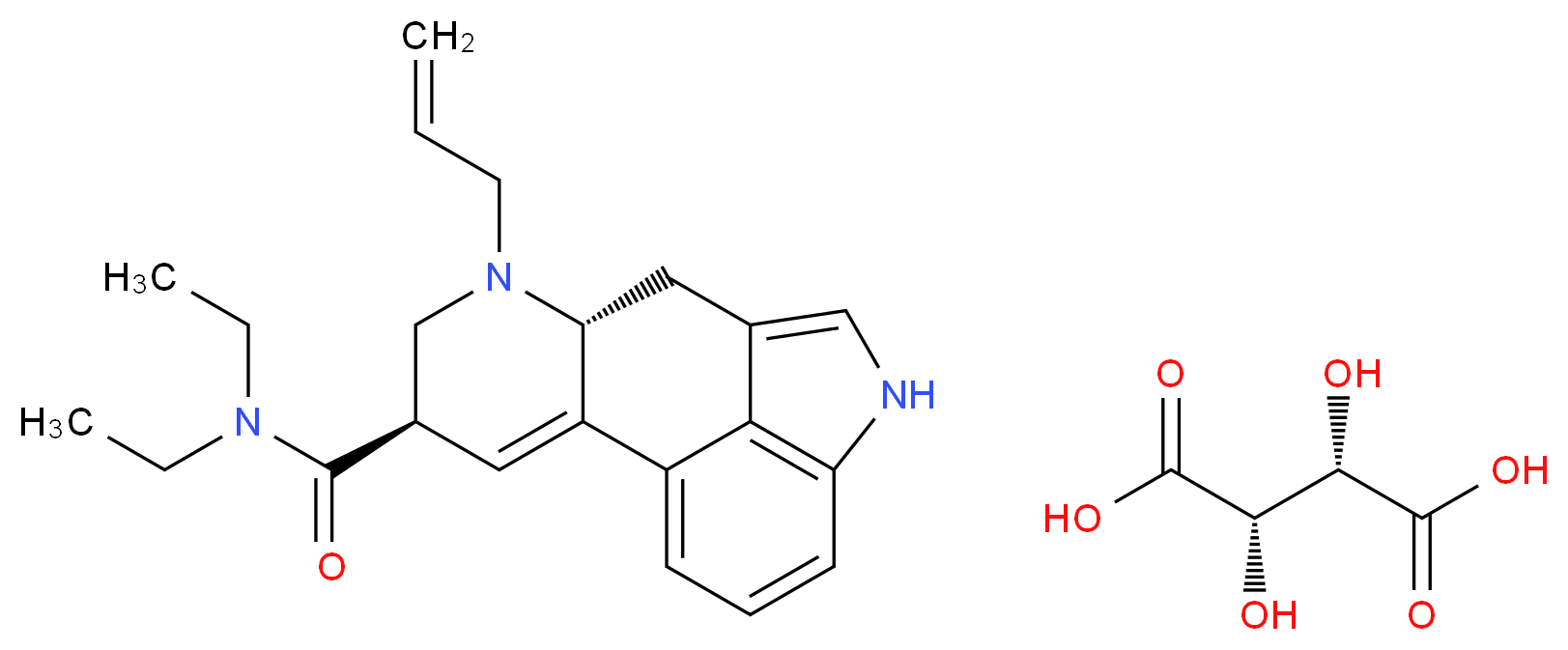 6-去甲-6-烯丙基麦角酸二乙酰胺 D-酒石酸盐_分子结构_CAS_143547-79-9)