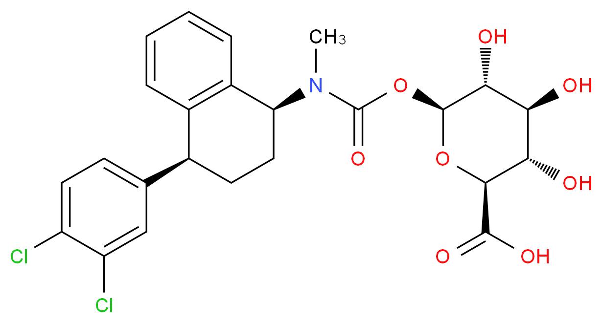 (2S,3S,4S,5R,6S)-6-({[(1S,4S)-4-(3,4-dichlorophenyl)-1,2,3,4-tetrahydronaphthalen-1-yl](methyl)carbamoyl}oxy)-3,4,5-trihydroxyoxane-2-carboxylic acid_分子结构_CAS_119733-44-7