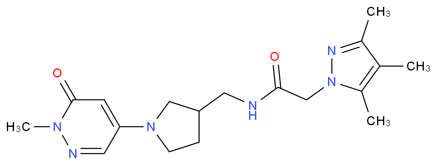 N-{[1-(1-methyl-6-oxo-1,6-dihydro-4-pyridazinyl)-3-pyrrolidinyl]methyl}-2-(3,4,5-trimethyl-1H-pyrazol-1-yl)acetamide_分子结构_CAS_)
