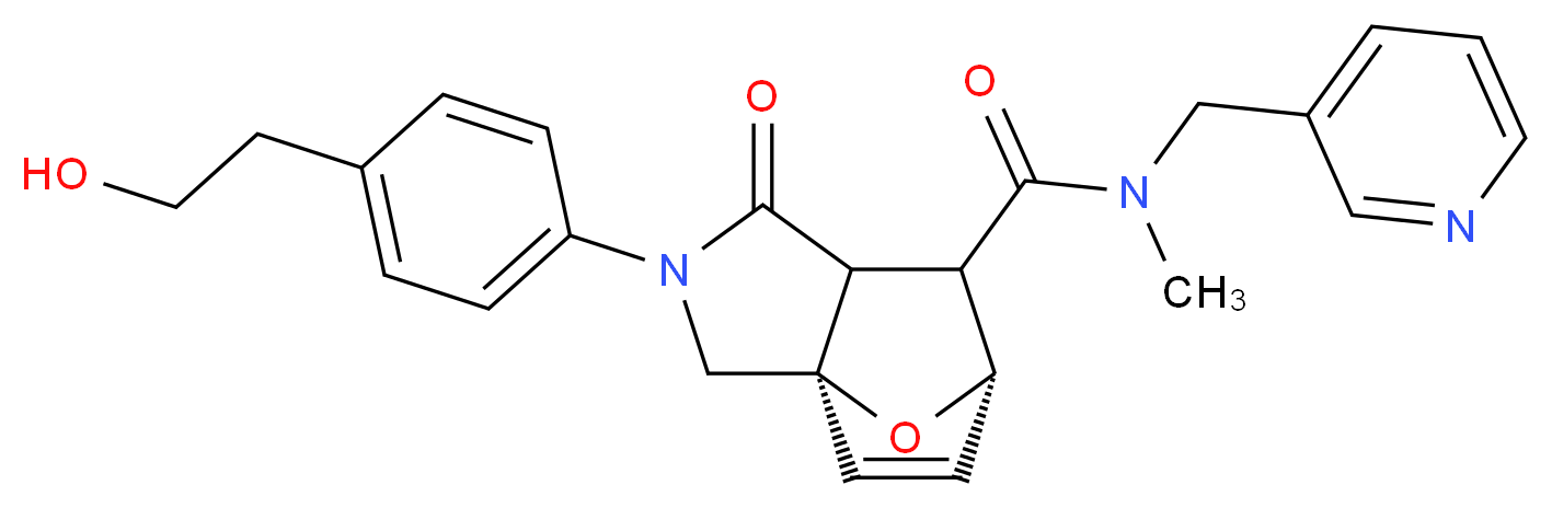 (3aR*,6S*)-2-[4-(2-hydroxyethyl)phenyl]-N-methyl-1-oxo-N-(pyridin-3-ylmethyl)-1,2,3,6,7,7a-hexahydro-3a,6-epoxyisoindole-7-carboxamide_分子结构_CAS_)