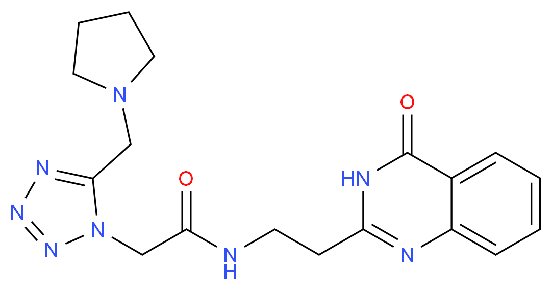 N-[2-(4-oxo-3,4-dihydroquinazolin-2-yl)ethyl]-2-[5-(pyrrolidin-1-ylmethyl)-1H-tetrazol-1-yl]acetamide_分子结构_CAS_)