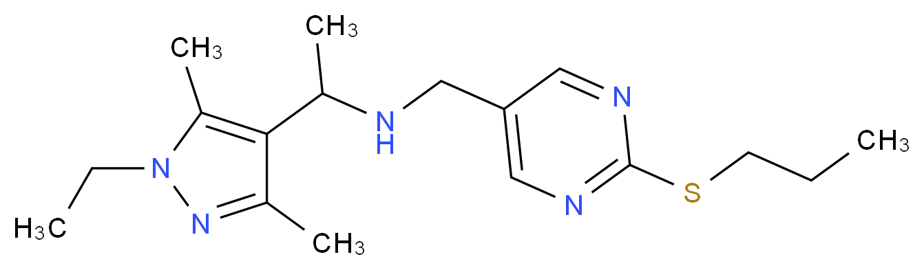 1-(1-ethyl-3,5-dimethyl-1H-pyrazol-4-yl)-N-{[2-(propylthio)pyrimidin-5-yl]methyl}ethanamine_分子结构_CAS_)