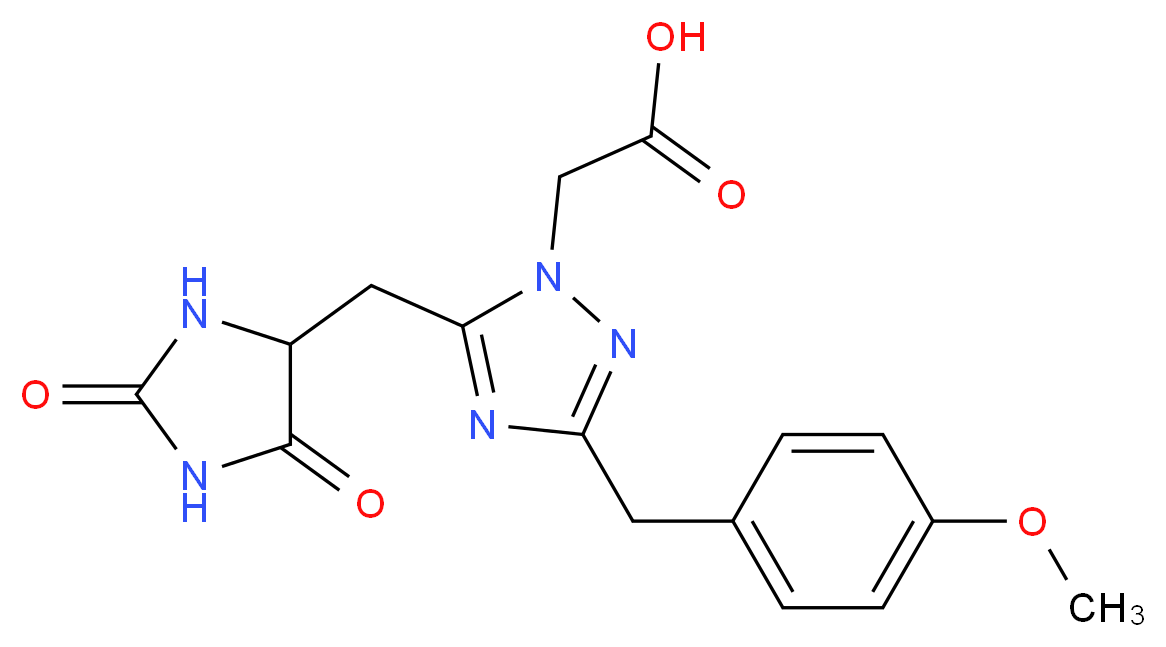 [5-[(2,5-dioxoimidazolidin-4-yl)methyl]-3-(4-methoxybenzyl)-1H-1,2,4-triazol-1-yl]acetic acid_分子结构_CAS_)