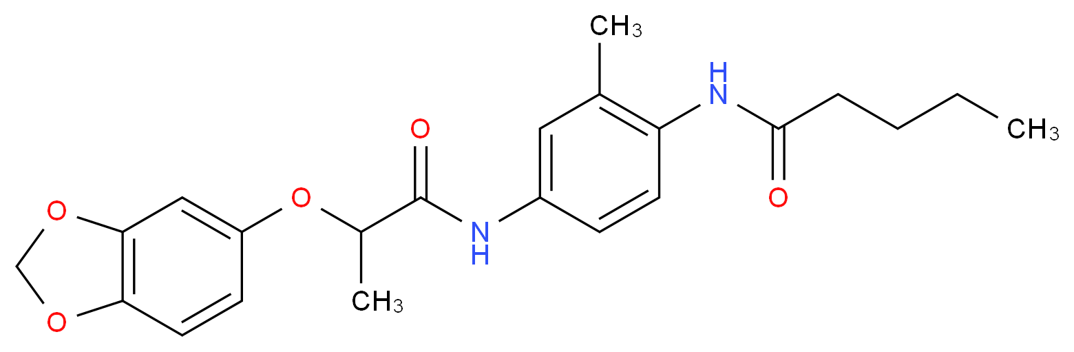 N-(4-{[2-(1,3-benzodioxol-5-yloxy)propanoyl]amino}-2-methylphenyl)pentanamide_分子结构_CAS_)
