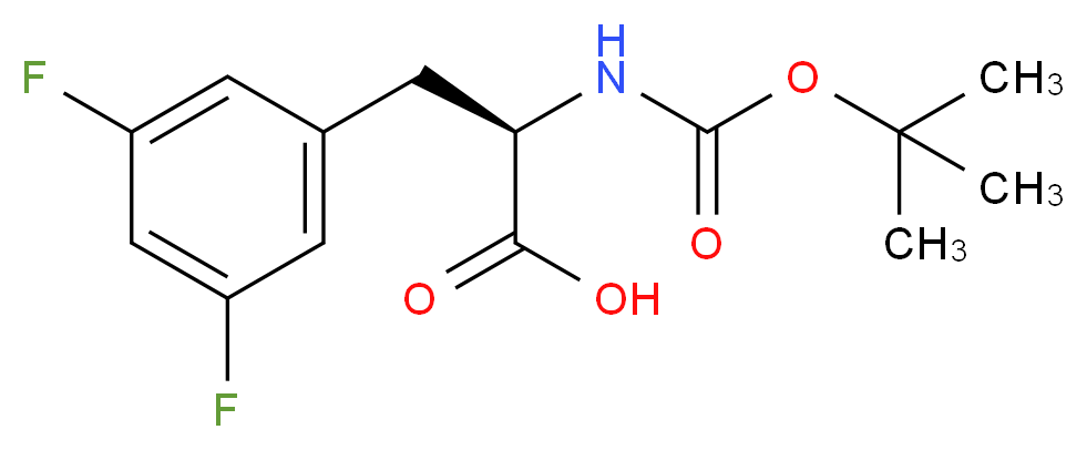 (2R)-2-{[(tert-butoxy)carbonyl]amino}-3-(3,5-difluorophenyl)propanoic acid_分子结构_CAS_205445-53-0