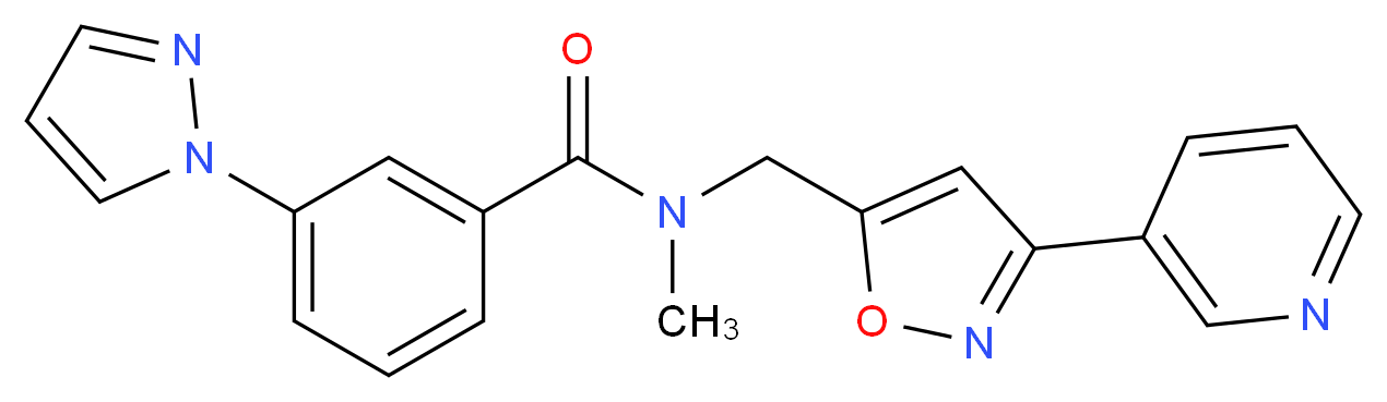 N-methyl-3-(1H-pyrazol-1-yl)-N-{[3-(3-pyridinyl)-5-isoxazolyl]methyl}benzamide_分子结构_CAS_)