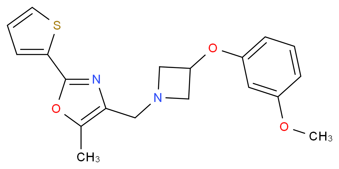 4-{[3-(3-methoxyphenoxy)azetidin-1-yl]methyl}-5-methyl-2-(2-thienyl)-1,3-oxazole_分子结构_CAS_)