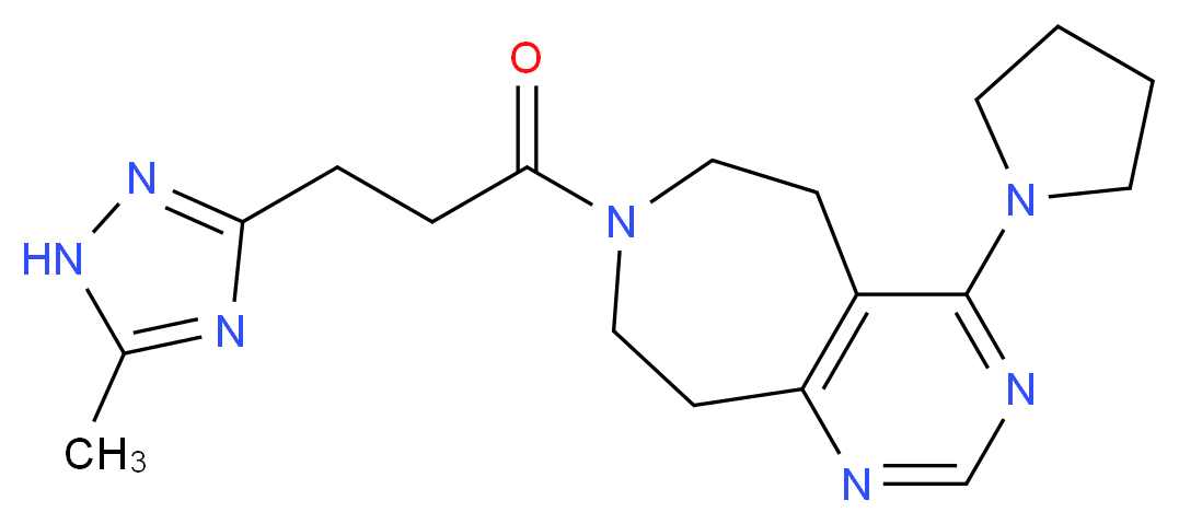 7-[3-(5-methyl-1H-1,2,4-triazol-3-yl)propanoyl]-4-pyrrolidin-1-yl-6,7,8,9-tetrahydro-5H-pyrimido[4,5-d]azepine_分子结构_CAS_)