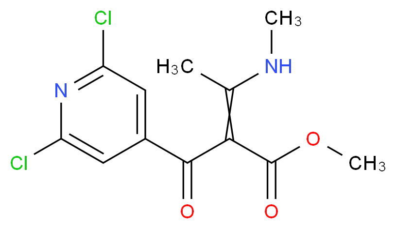 methyl 2-(2,6-dichloropyridine-4-carbonyl)-3-(methylamino)but-2-enoate_分子结构_CAS_82140-55-4