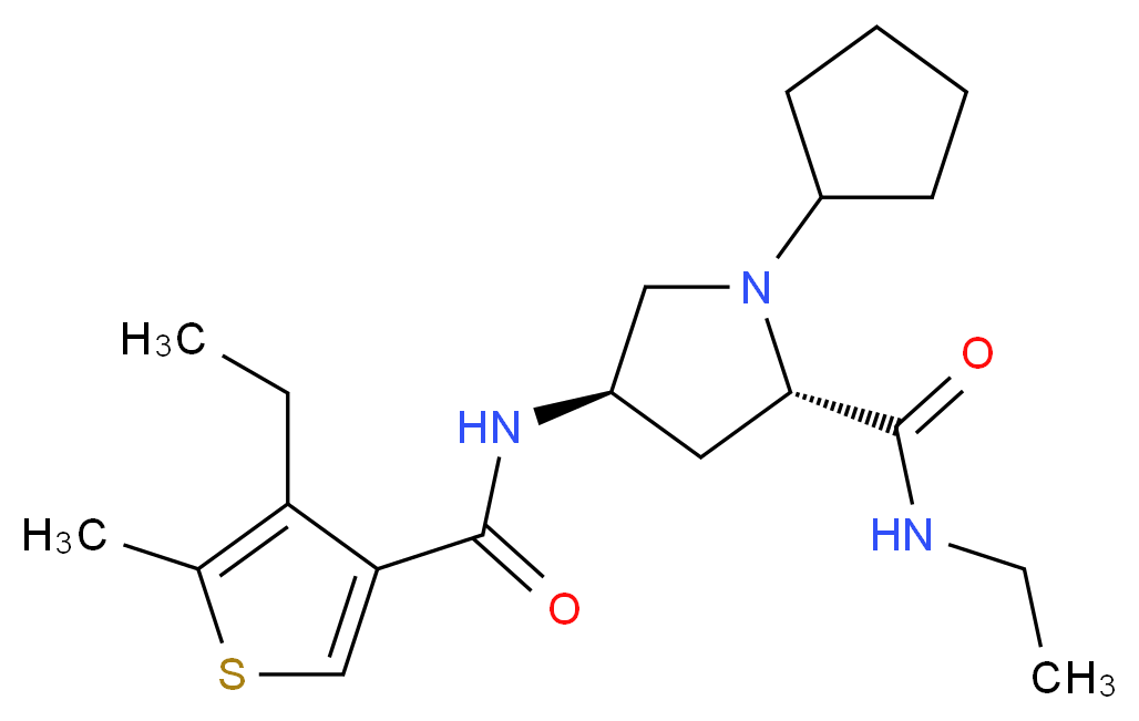 (4R)-1-cyclopentyl-N-ethyl-4-{[(4-ethyl-5-methyl-3-thienyl)carbonyl]amino}-L-prolinamide_分子结构_CAS_)