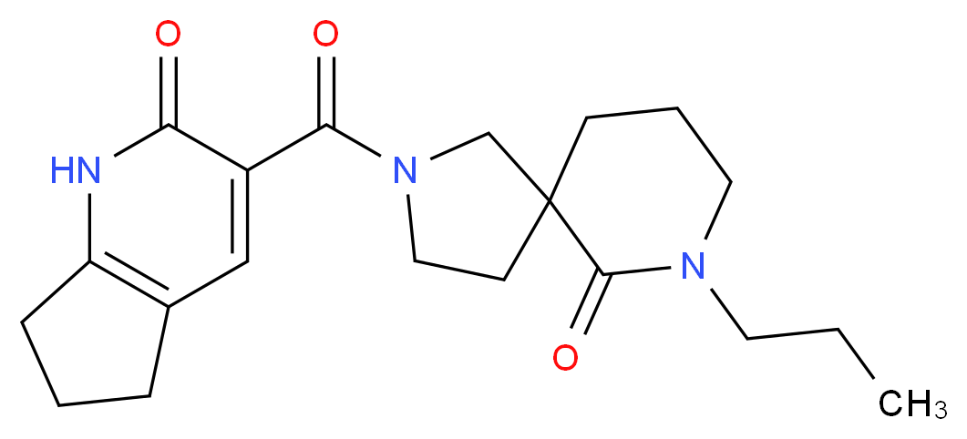 2-[(2-oxo-2,5,6,7-tetrahydro-1H-cyclopenta[b]pyridin-3-yl)carbonyl]-7-propyl-2,7-diazaspiro[4.5]decan-6-one_分子结构_CAS_)