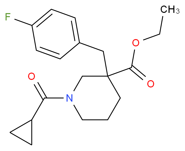 ethyl 1-(cyclopropylcarbonyl)-3-(4-fluorobenzyl)-3-piperidinecarboxylate_分子结构_CAS_)