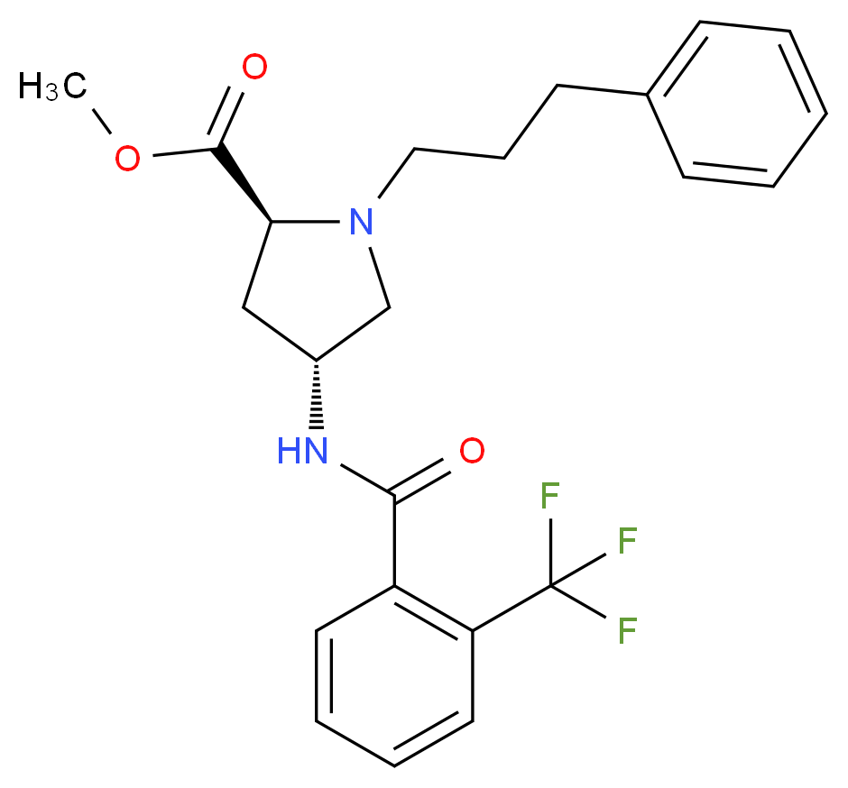 methyl (4R)-1-(3-phenylpropyl)-4-{[2-(trifluoromethyl)benzoyl]amino}-L-prolinate_分子结构_CAS_)