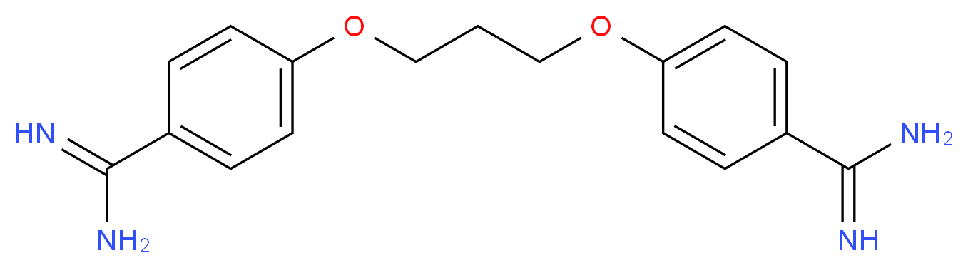 4-[3-(4-carbamimidoylphenoxy)propoxy]benzene-1-carboximidamide_分子结构_CAS_104-32-5