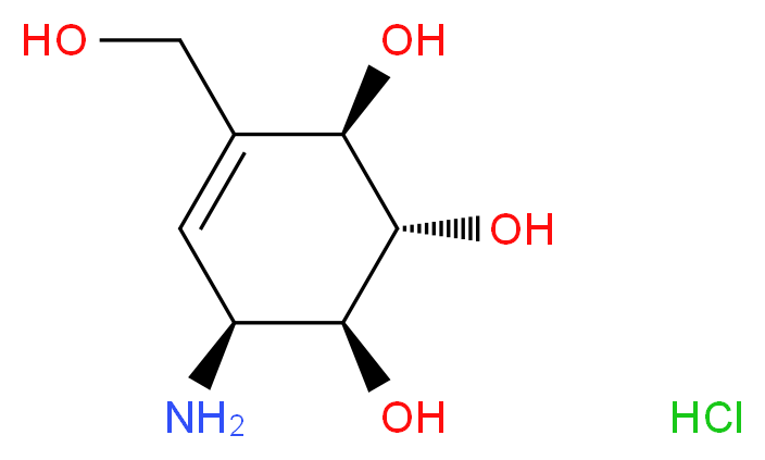 (1S,2S,3R,6S)-6-amino-4-(hydroxymethyl)cyclohex-4-ene-1,2,3-triol hydrochloride_分子结构_CAS_38231-86-6