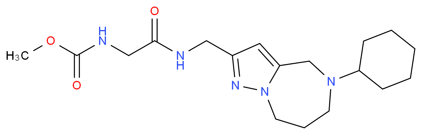 methyl (2-{[(5-cyclohexyl-5,6,7,8-tetrahydro-4H-pyrazolo[1,5-a][1,4]diazepin-2-yl)methyl]amino}-2-oxoethyl)carbamate (non-preferred name)_分子结构_CAS_)
