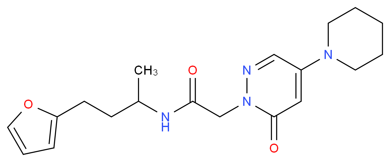 N-[3-(2-furyl)-1-methylpropyl]-2-(6-oxo-4-piperidin-1-ylpyridazin-1(6H)-yl)acetamide_分子结构_CAS_)