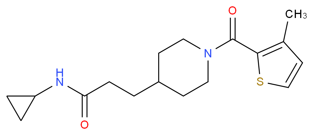 N-cyclopropyl-3-{1-[(3-methyl-2-thienyl)carbonyl]-4-piperidinyl}propanamide_分子结构_CAS_)