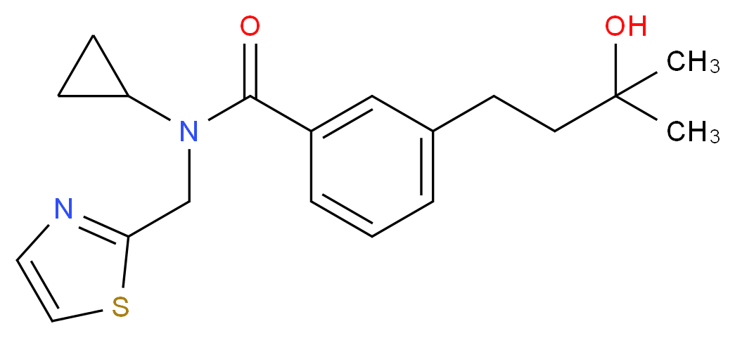 N-cyclopropyl-3-(3-hydroxy-3-methylbutyl)-N-(1,3-thiazol-2-ylmethyl)benzamide_分子结构_CAS_)