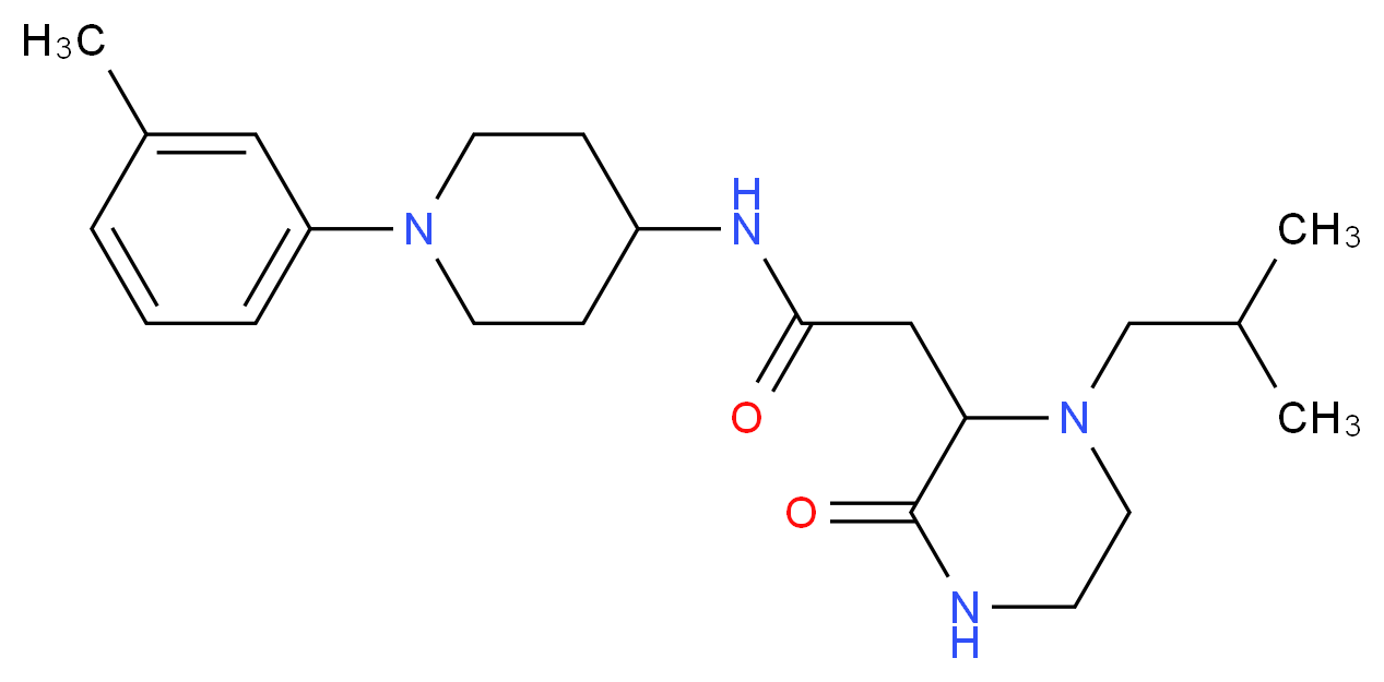 2-(1-isobutyl-3-oxo-2-piperazinyl)-N-[1-(3-methylphenyl)-4-piperidinyl]acetamide_分子结构_CAS_)