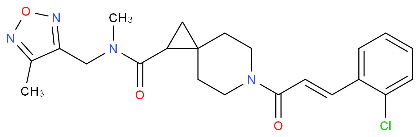 6-[(2E)-3-(2-chlorophenyl)-2-propenoyl]-N-methyl-N-[(4-methyl-1,2,5-oxadiazol-3-yl)methyl]-6-azaspiro[2.5]octane-1-carboxamide_分子结构_CAS_)
